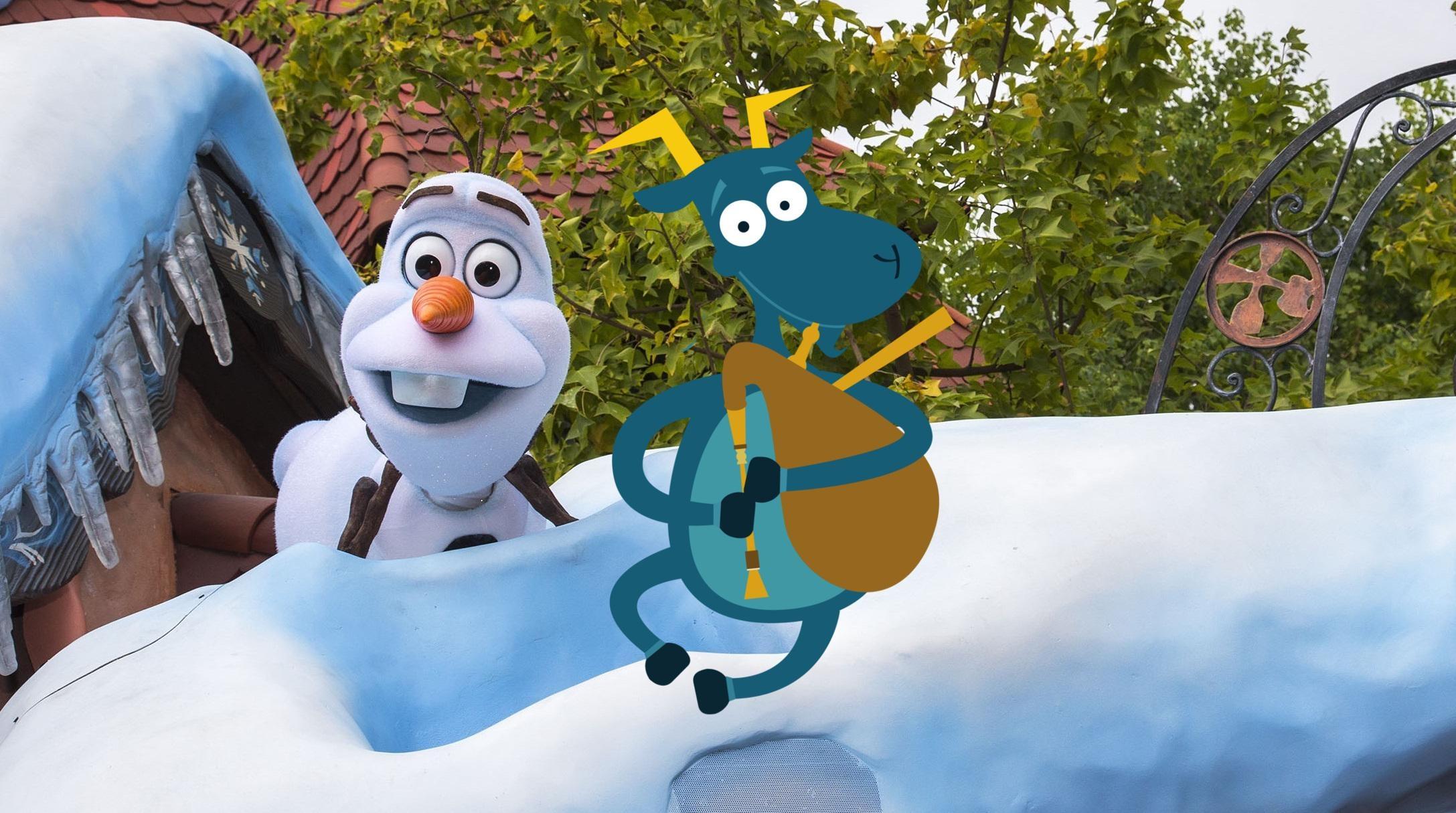 Méli à la rencontre d'Olalf sur le marché de noël